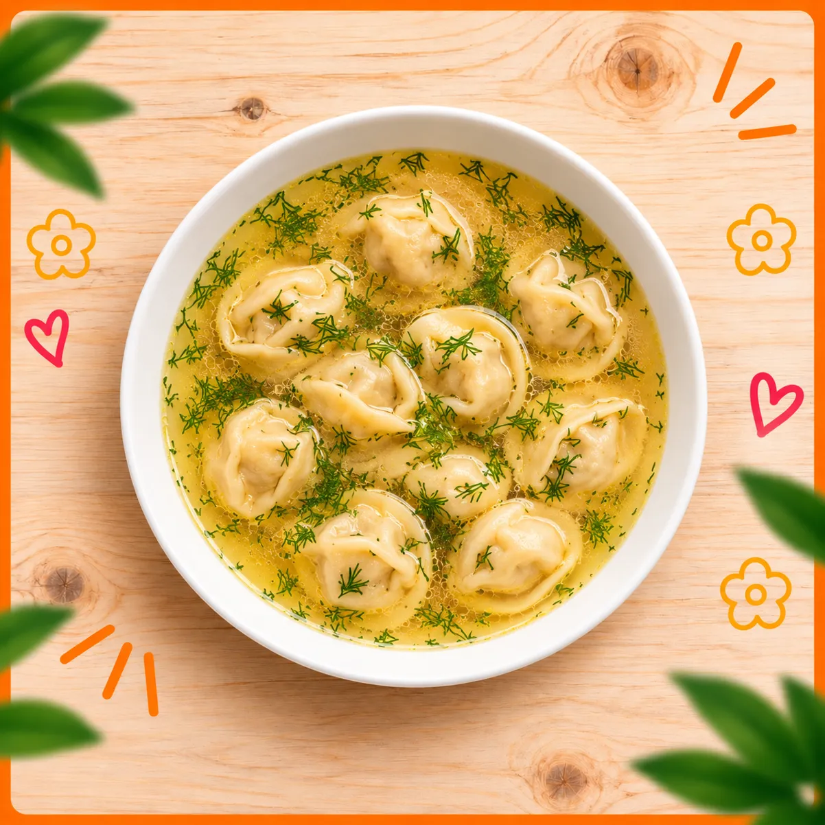 пельмешки с бульоном