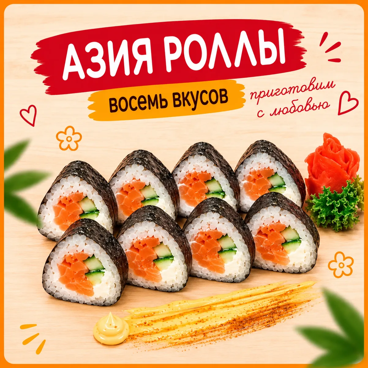 азия с лососем